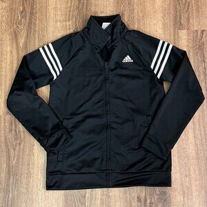 Adidas Kids Classic Warm-Up Tricot Slim 3-Stripes Track Black and White Jacket L